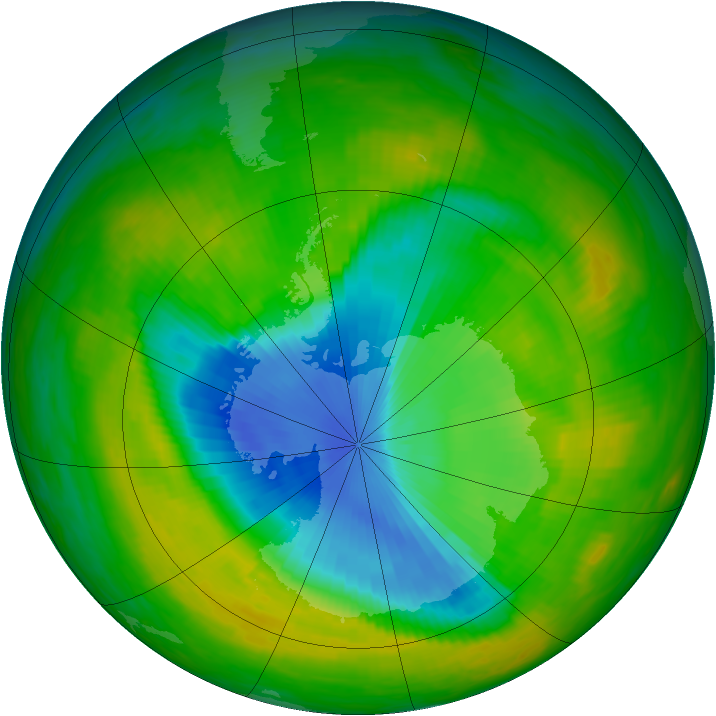 Antarctic ozone map for 26 November 1989